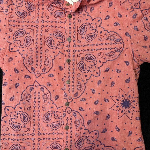 Men's Lakhay's Paisley Linen Button Up Medium Vintage - Picture 2 of 7